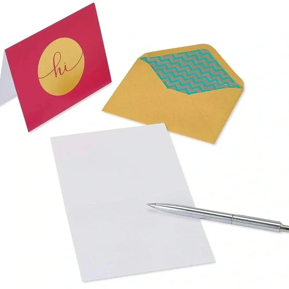 Papyrus Hello Notes Boxed Card Set with Gold Foil Accents 4 Bright Designs BNIB - Picture 3 of 15
